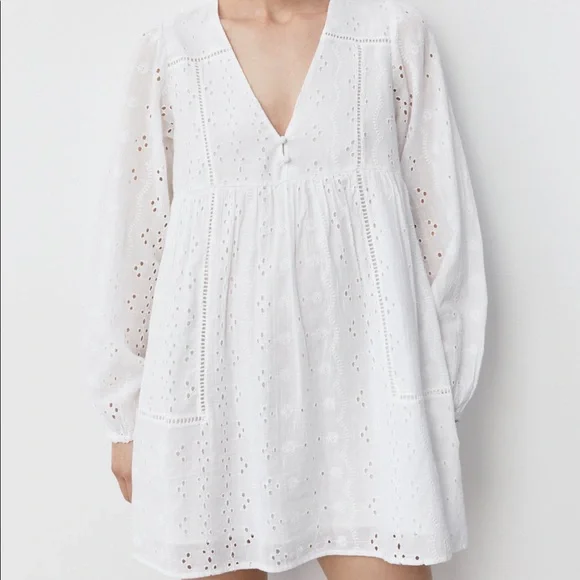 Dresses | Zara Mini Dress With Cutwork Embroidery | Poshmark